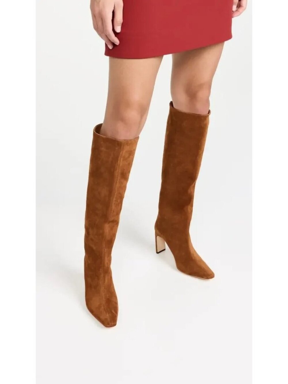 Staud  Womens Wally Cognac Suede High Heel Boots Sz EU 38 US 8